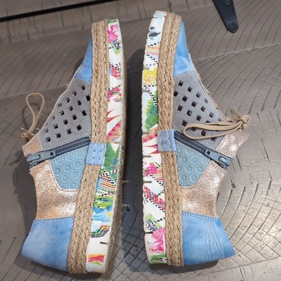Maciejka Blue Leather Perforated Lace up Sneakers Size EU 37/ US 6.5 - Picture 6 of 9
